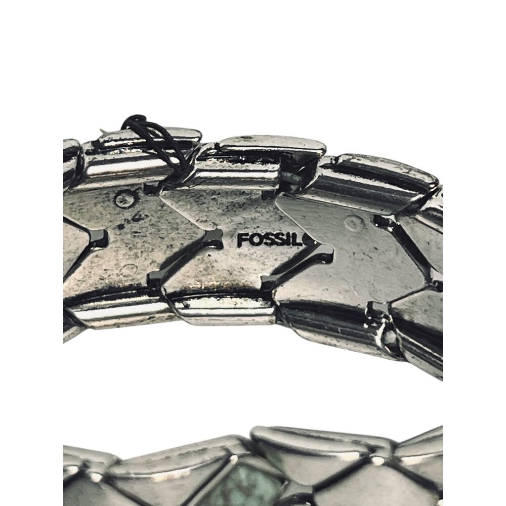 Fossil Silver Tone And Turquois Stretch Bracelet Signed (6241) - Picture 3 of 7